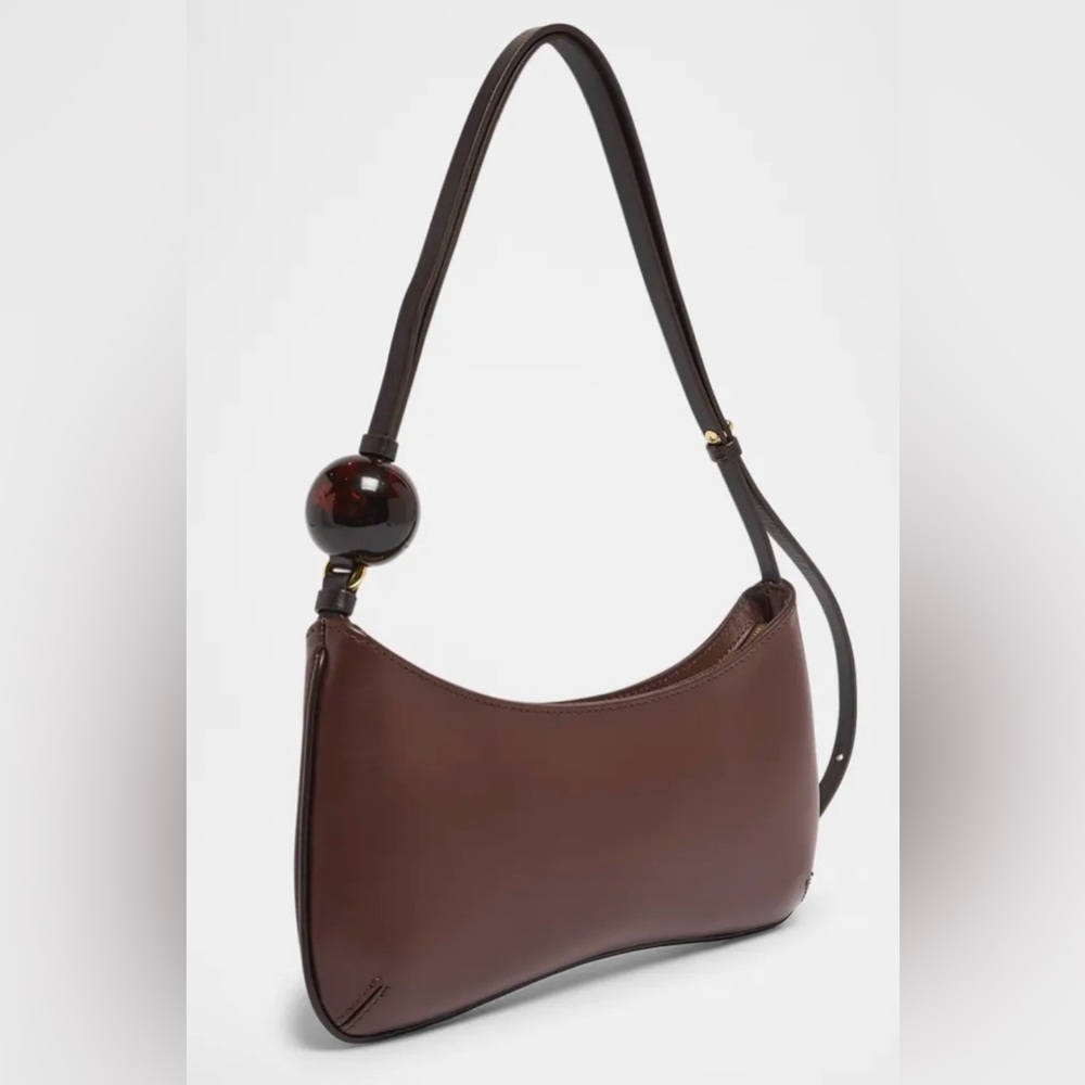 Jacquemus Brown Leather Shoulder Bag with Amber Bead Accents - Picture 3 of 8